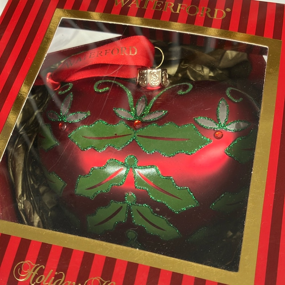 Waterford Red and Green Holiday Ornament